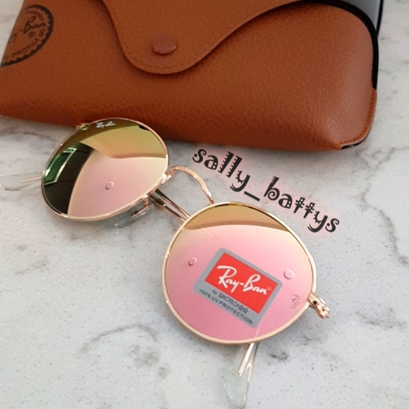 RayBan (Store Display) Round Metal Reflective Pink RB3447 Mirror - Picture 6 of 14